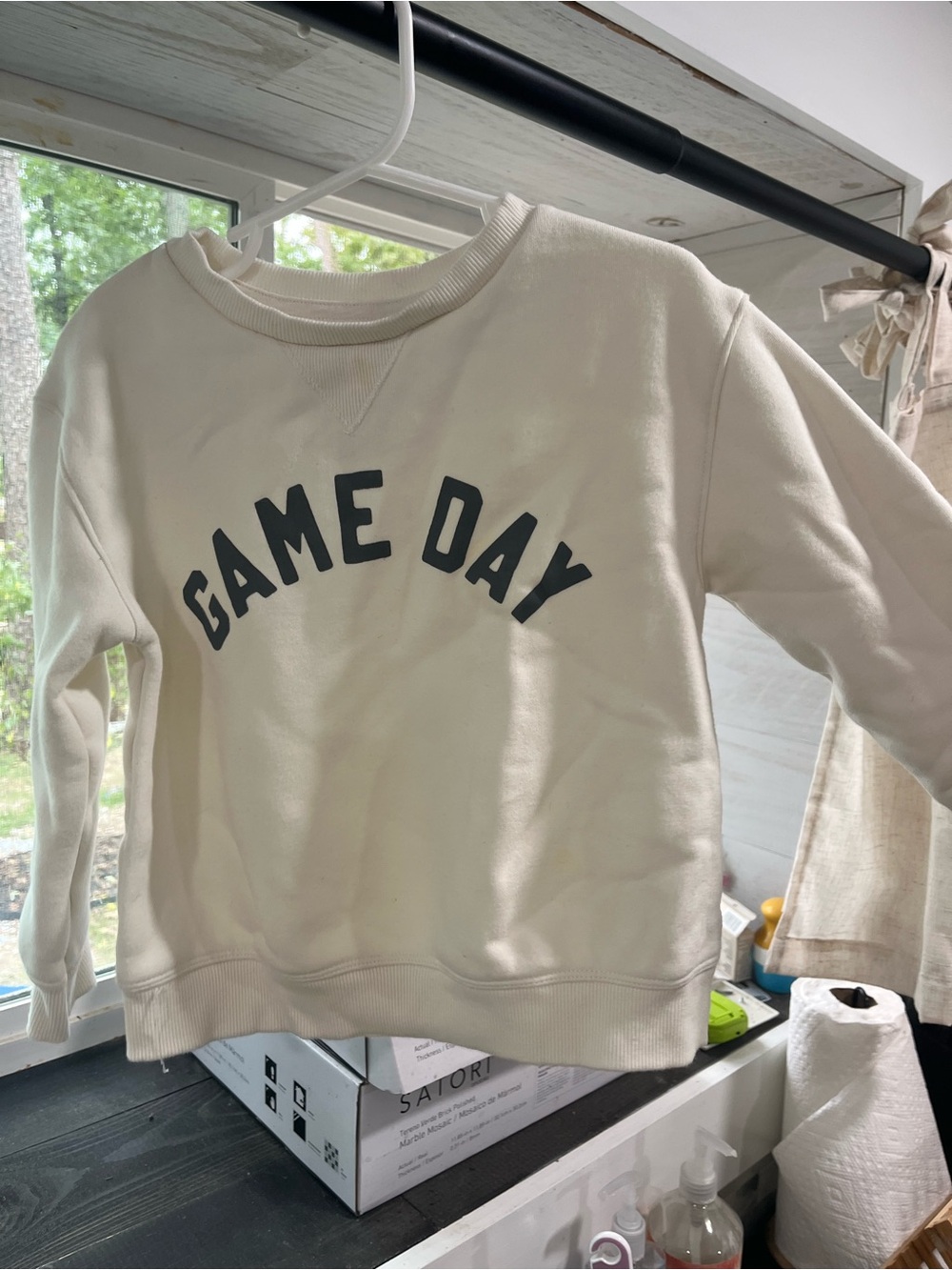 Little co. Cream "Game Day" Pullover Sweatshirt - Casual Home Games Top